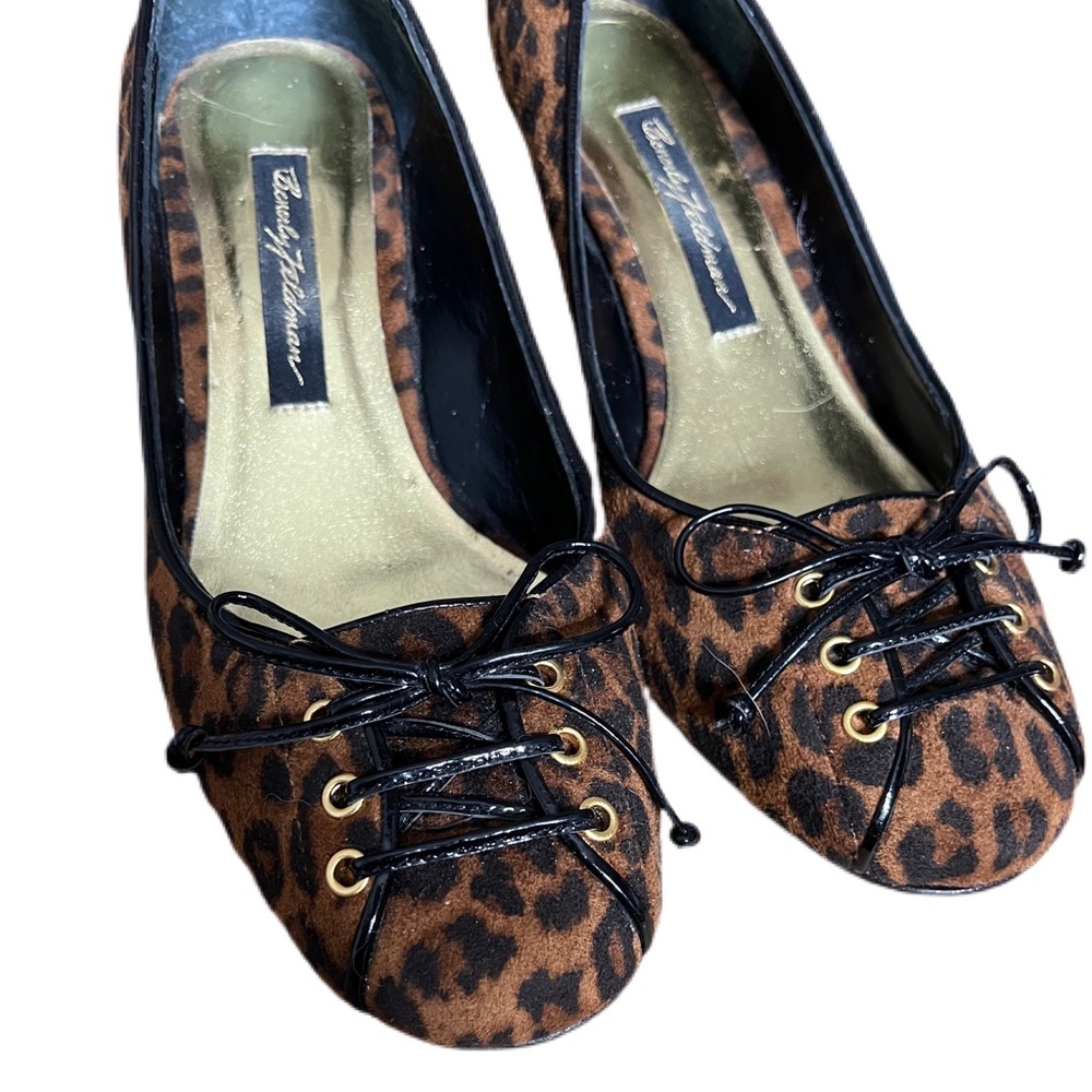 Beverly Feldman Brown Black Cheetah Print Heels Animal Print Lace Up 6.5